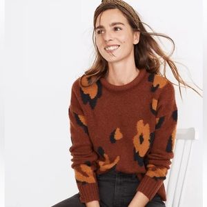 Madewell crewneck leopard print sweater size xxs